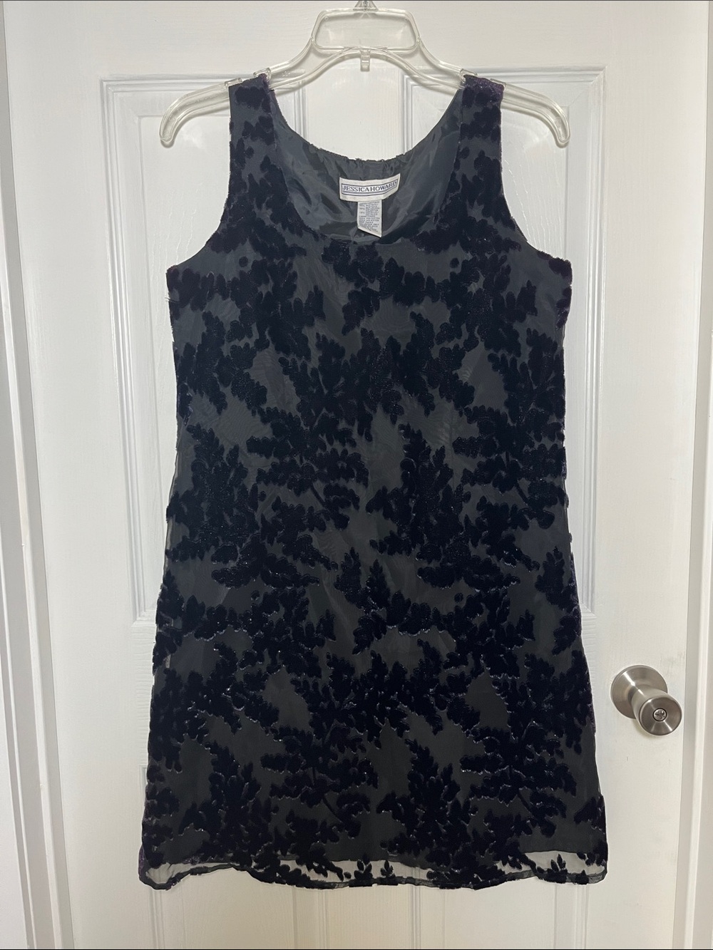 Jessica Howard Black/Purple Floral Burnout Velvet Mini Dress
